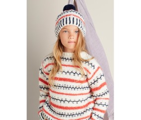 Patron tricot gratuit Pull tricolore rebrodé