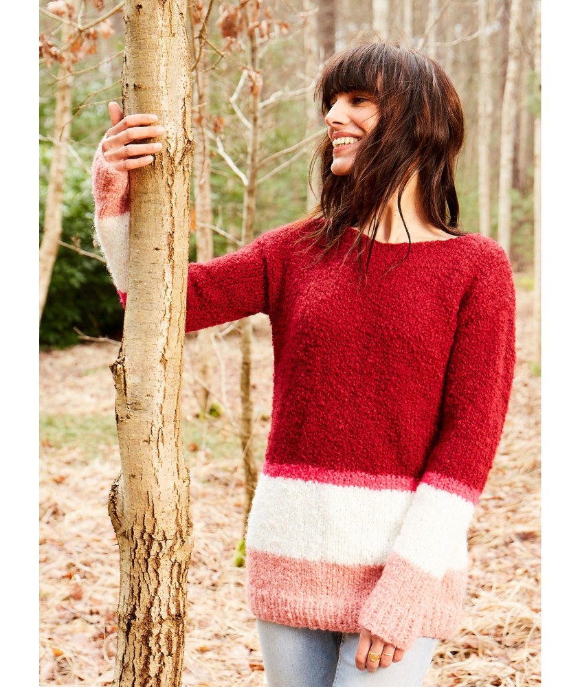 Patron tricot gratuit Pull 4 couleurs col bateau