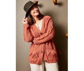 Patron tricot gratuit Veste à torsade ajourée