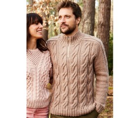 Patron tricot gratuit Pull à torsades col camionneur