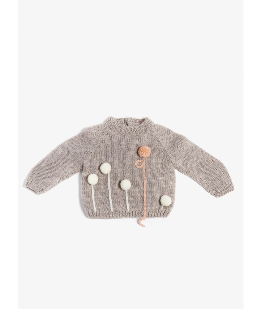 Patron crochet gratuit Pull raglan à pompons