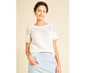 Patron tricot gratuit Pull ajouré manches courtes