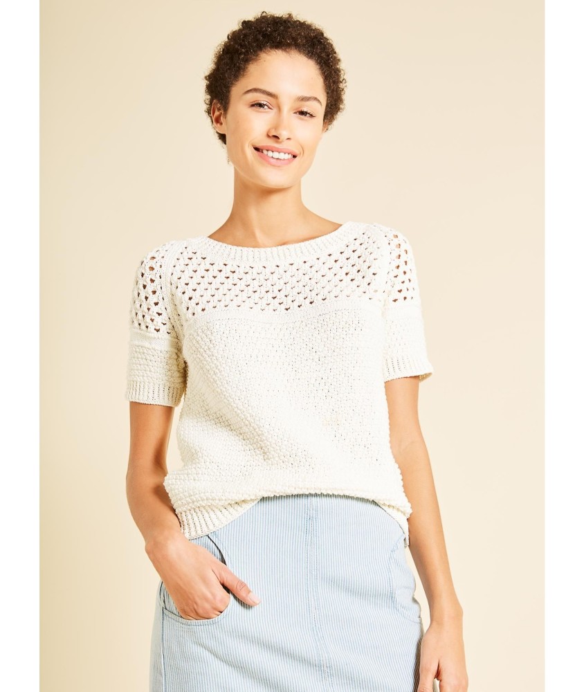 Patron tricot gratuit Pull ajouré manches courtes