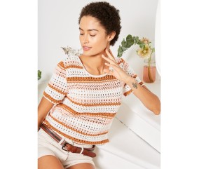 Patron gratuit Pull ajouré manches courtes au crochet