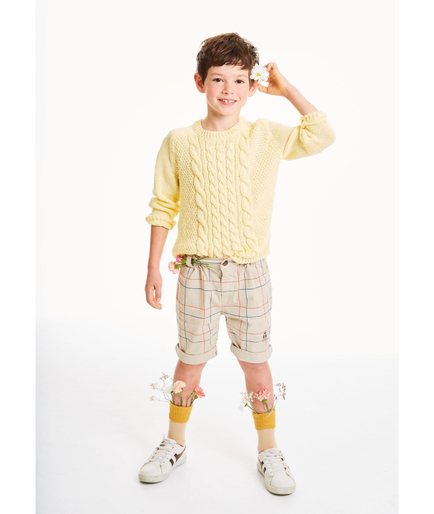 Patron tricot gratuit Pull a torsades manches marteaux