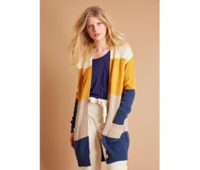 Patron tricot gratuit Veste longue tricolore