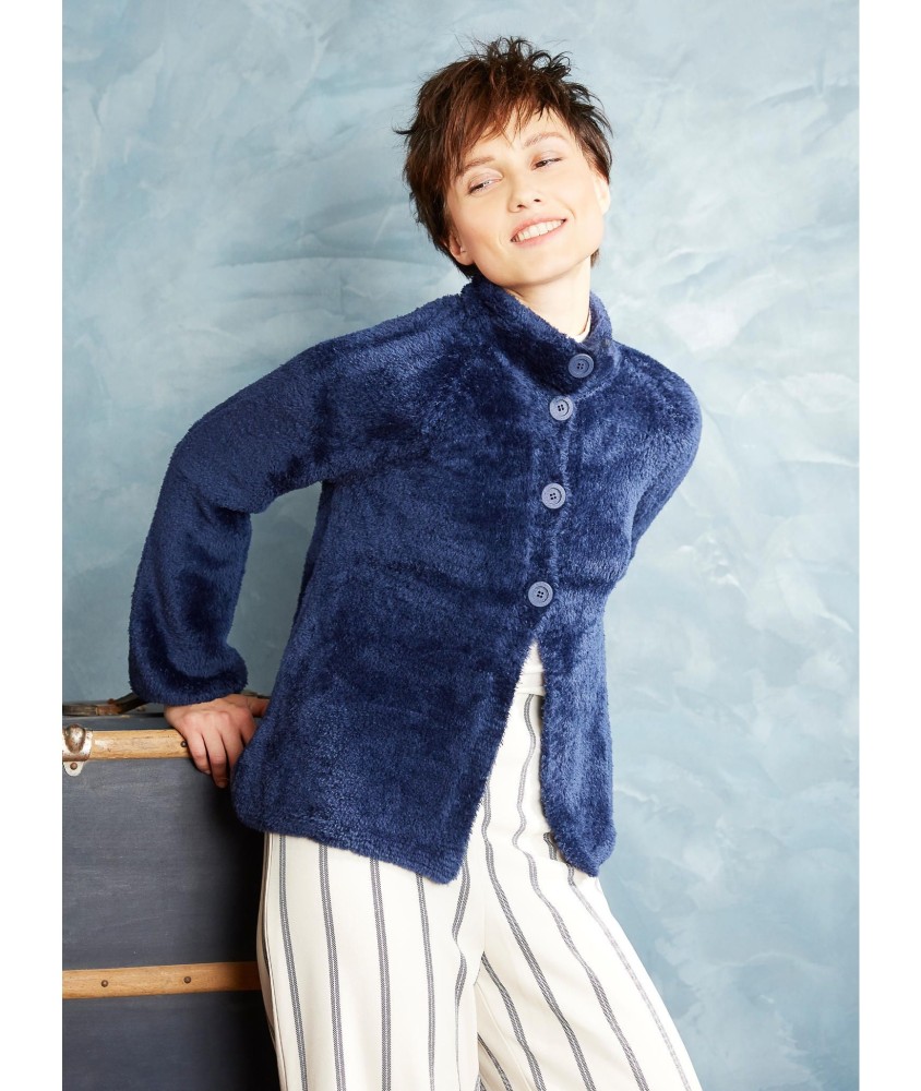 Patron tricot gratuit Veste peluche col montant