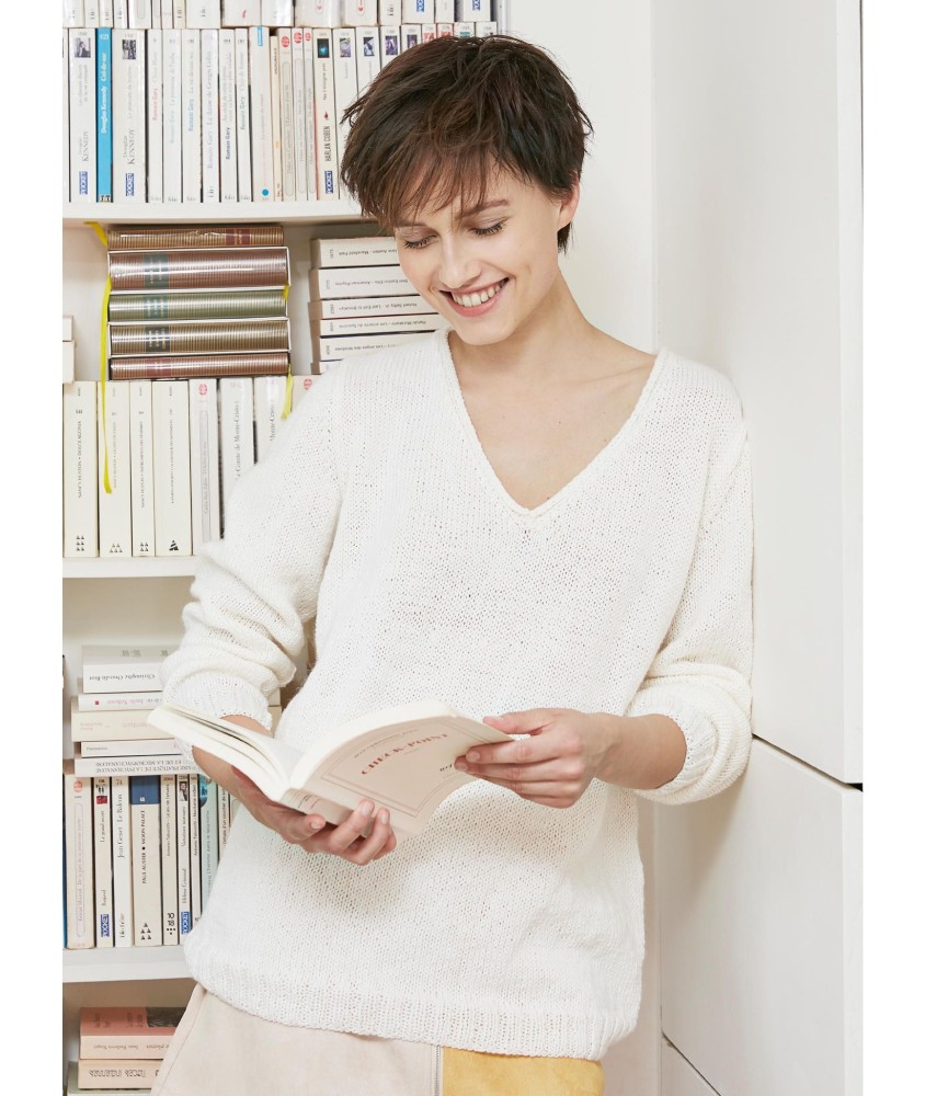 Patron tricot Pull fin col V - Bergère de France