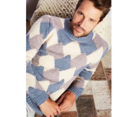 Patron tricot gratuit Pull jacquard "vintage" col rond
