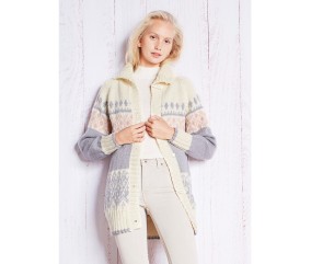 Patron gratuit Gilet long boutonné raglan et jacquard col