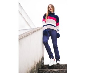 Patron tricot gratuit Pull rayé col montant