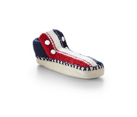 Patron tricot gratuit Chaussons semelle bas tricolore
