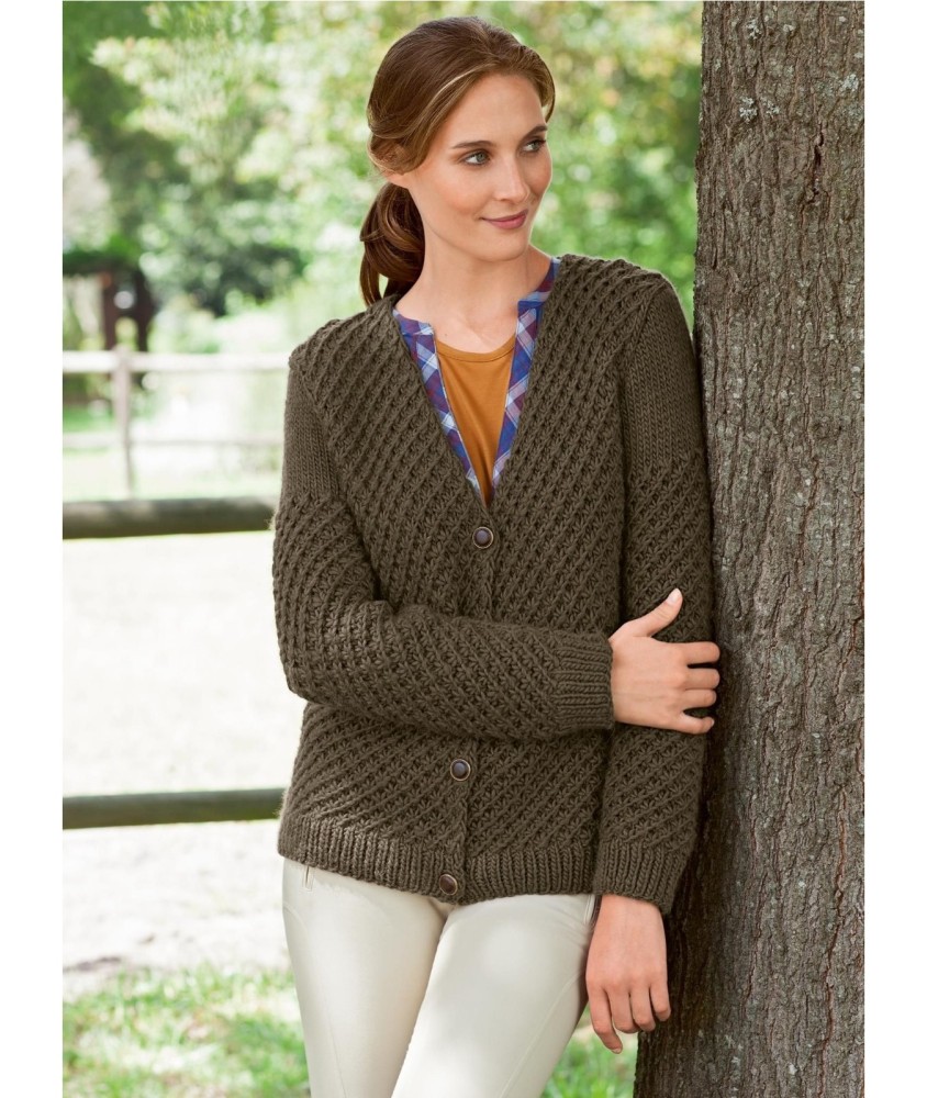Patron tricot Veste col V Manon - Bergère de France