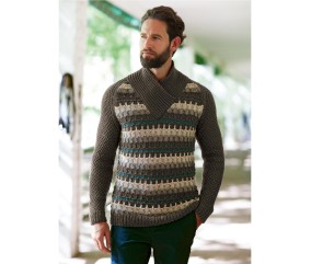 Patron tricot Pull col châle Mehdi - Bergère de France