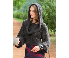 Patron tricot gratuit Pull court à capuche Pam