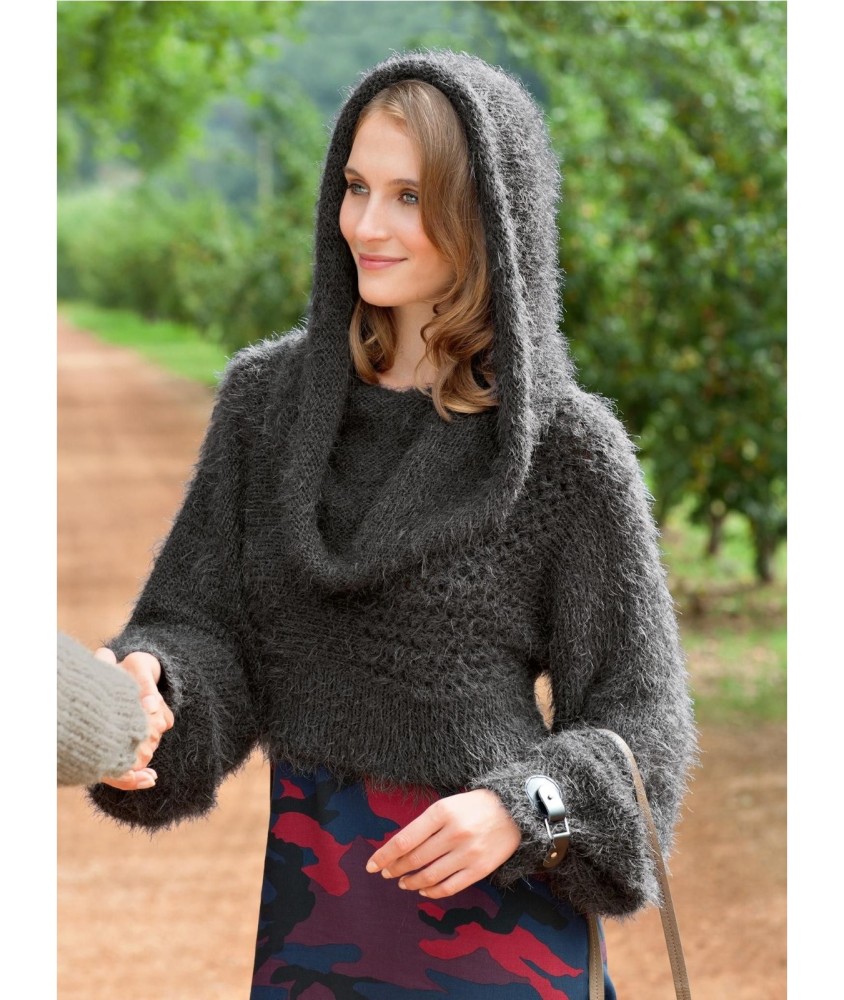 Patron tricot gratuit Pull court à capuche Pam