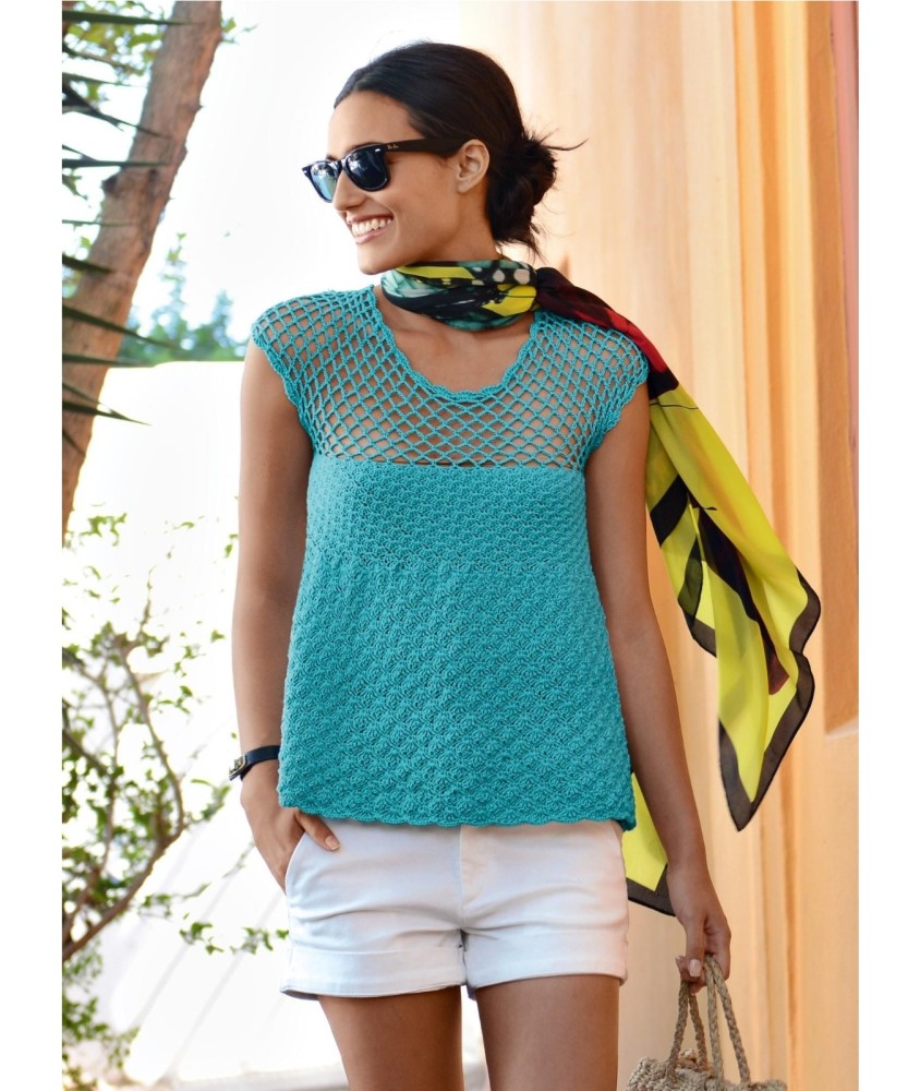 Patron crochet Top ajouré Cihem - Bergère de France