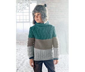 Patron tricot Pull col roulé Dino - Bergère de France