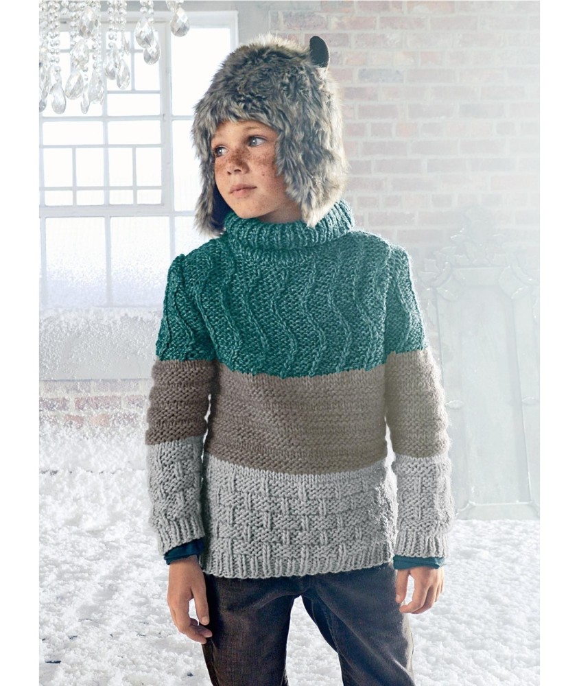 Patron tricot Pull col roulé Dino - Bergère de France