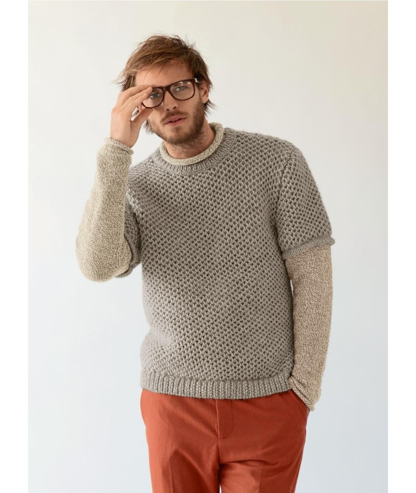 Patron tricot gratuit Pull trompe l'oeil Aldéric