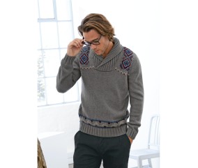 Patron tricot Pull col châle Just - Bergère de France