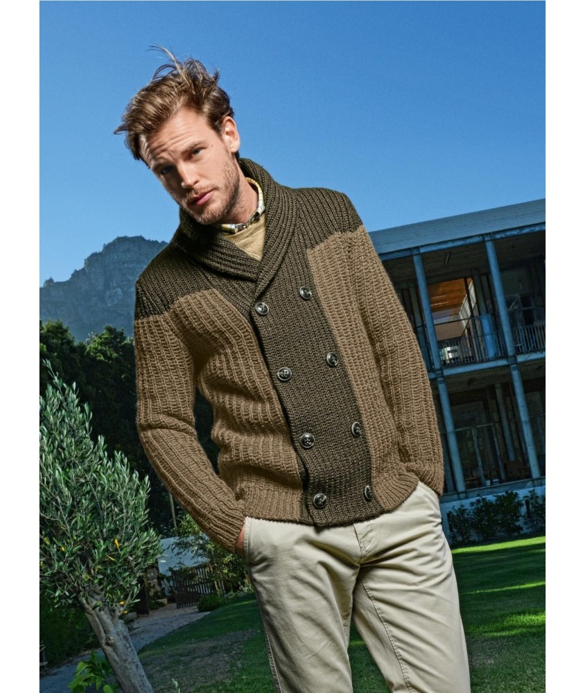 Patron tricot gratuit Veste croisée col châle Marec