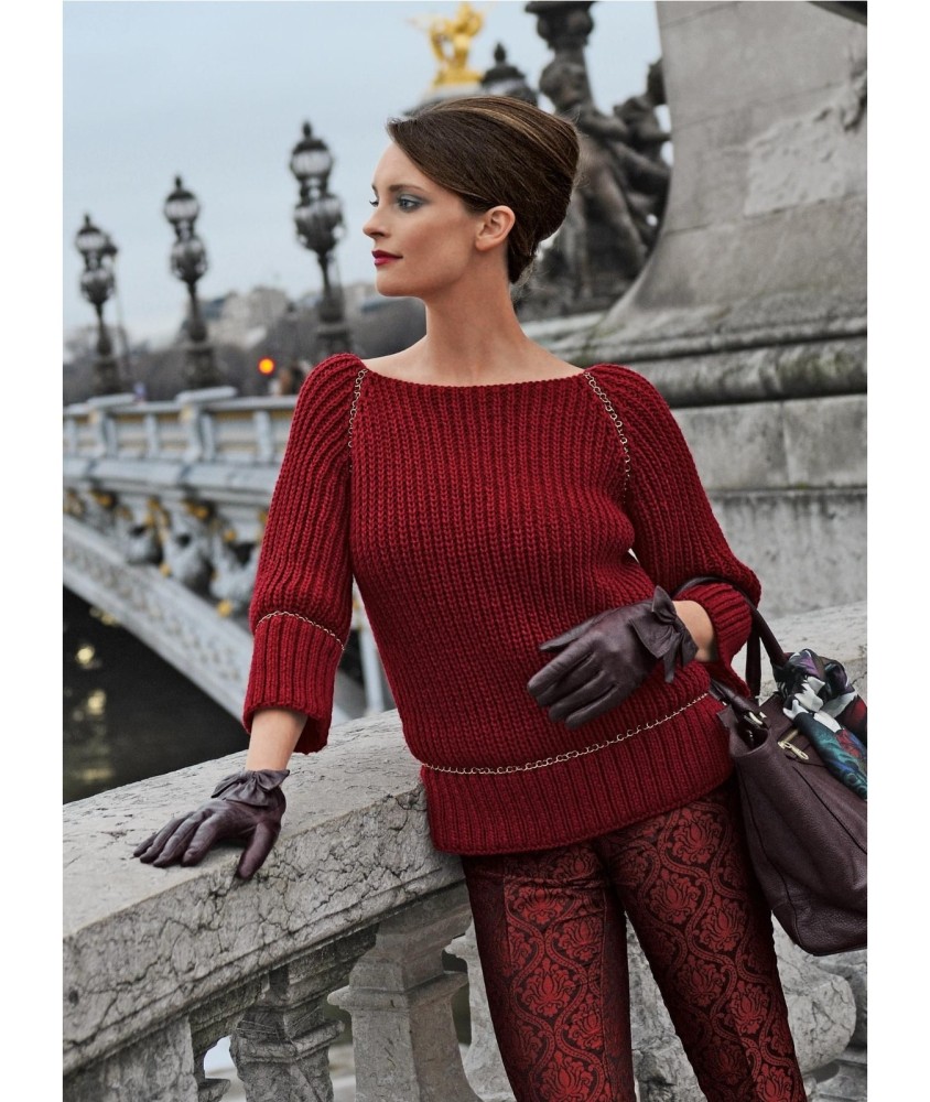 Patron tricot gratuit Pull manches 3/4 Margault