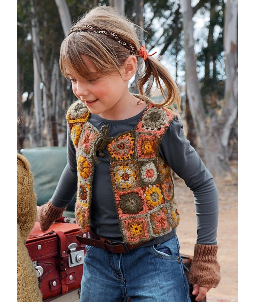 Patron crochet gratuit Gilet et mitaines Laurine