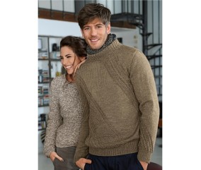 Patron tricot gratuit Pull col montant Lionnel