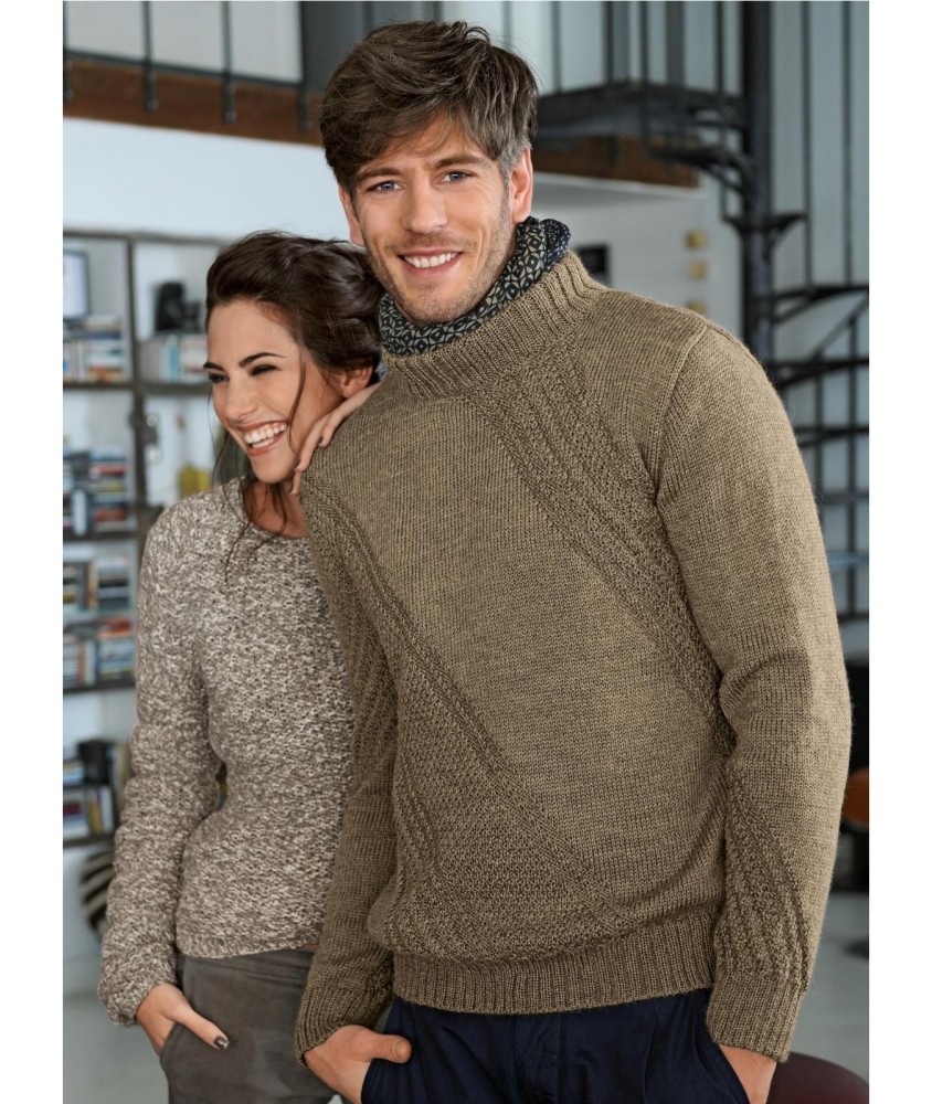 Patron tricot gratuit Pull col montant Lionnel
