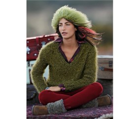 Patron tricot Pull col V Polly - Bergère de France