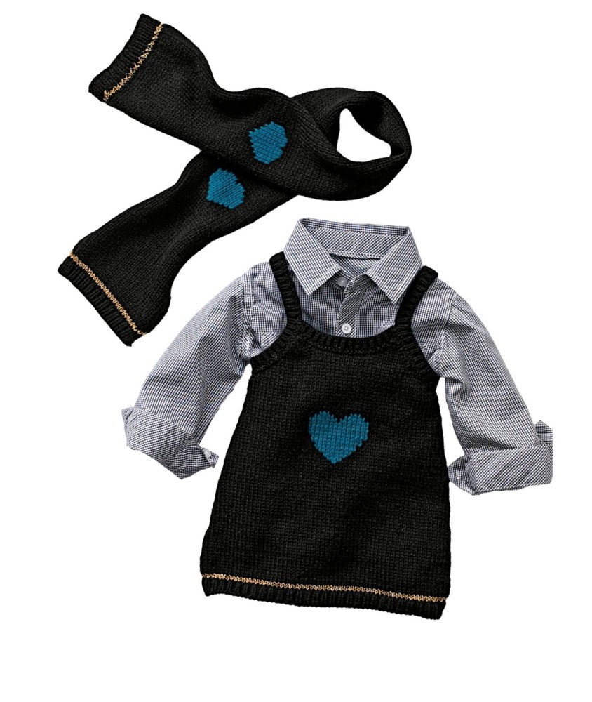 Patron gratuit Cardigan, robe, bonnet et écharpe Belmira
