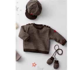 Patron gratuit Pull, casquette et moufles Corrado