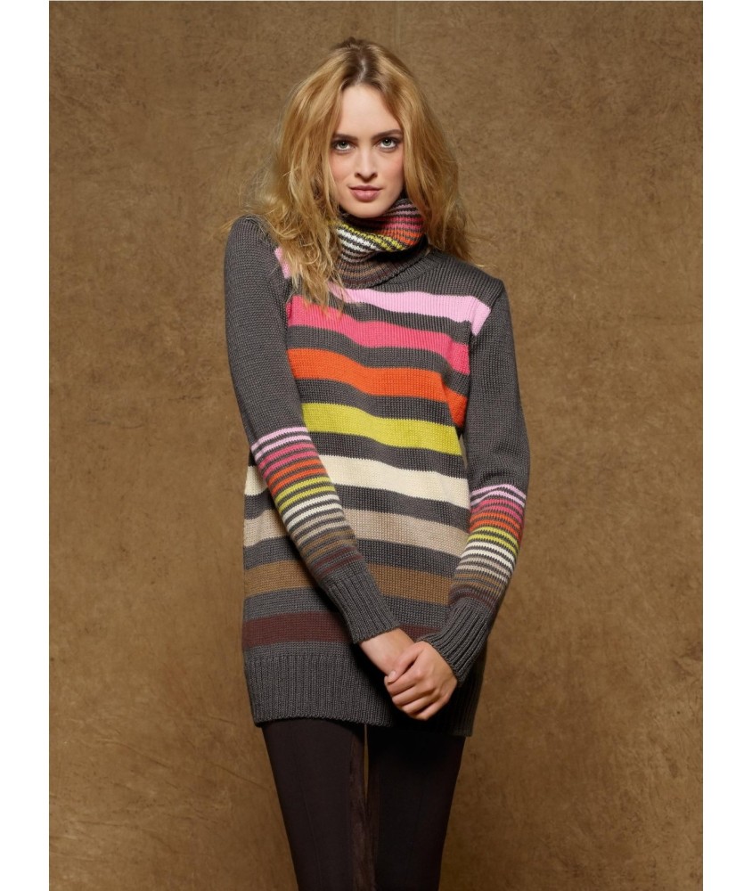 Patron tricot gratuit Pull rayé col amovible Isys