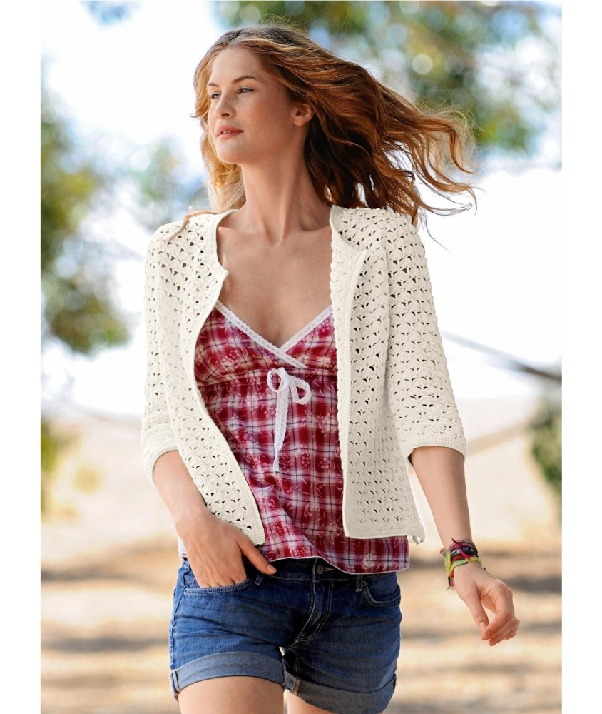 Patron crochet gratuit Gilet manches 3/4 Celma
