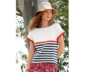 Patron tricot gratuit Pull sans manches Caty