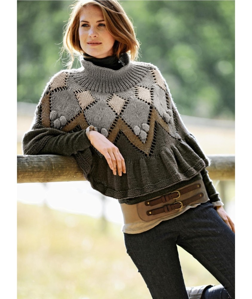 Patron tricot gratuit Poncho ou jupe Maeliz