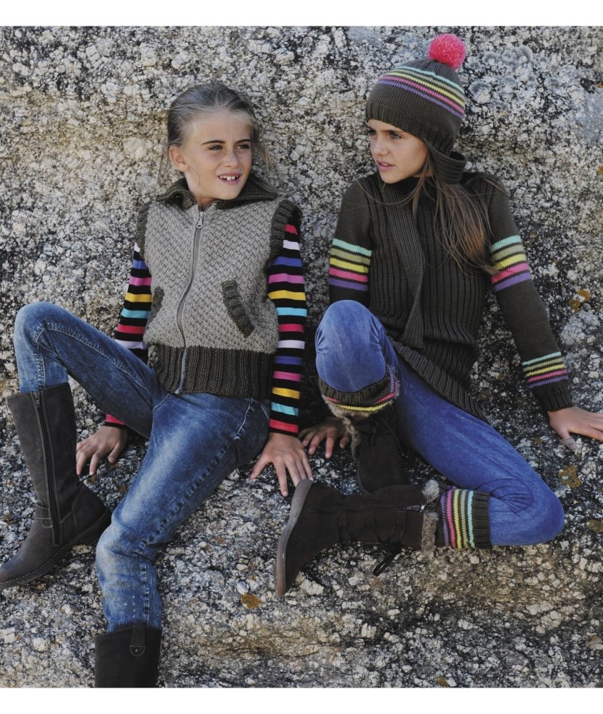 Patron tricot gratuit Pull bonnet et guêtres Irina