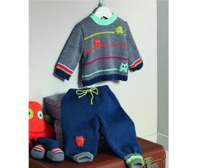 Patron gratuit Pull, pantalon et chaussons Candice