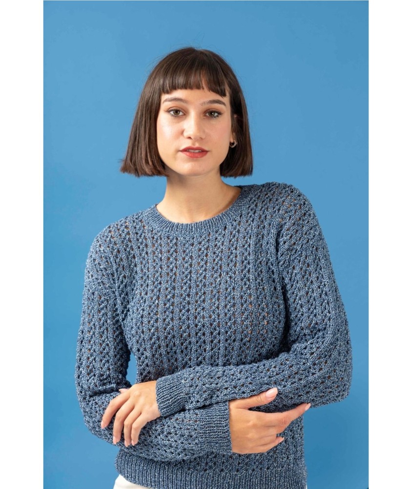 Patron tricot gratuit Pull ajouré col rond Marilou
