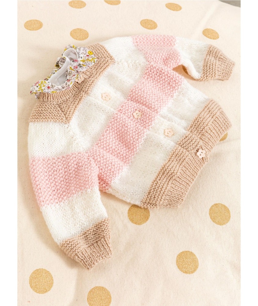 Patron tricot gratuit Gilet raglan à bandes Madelaine