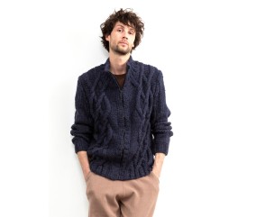 Patron gratuit Grosse veste homme zippée à torsades Raphaël