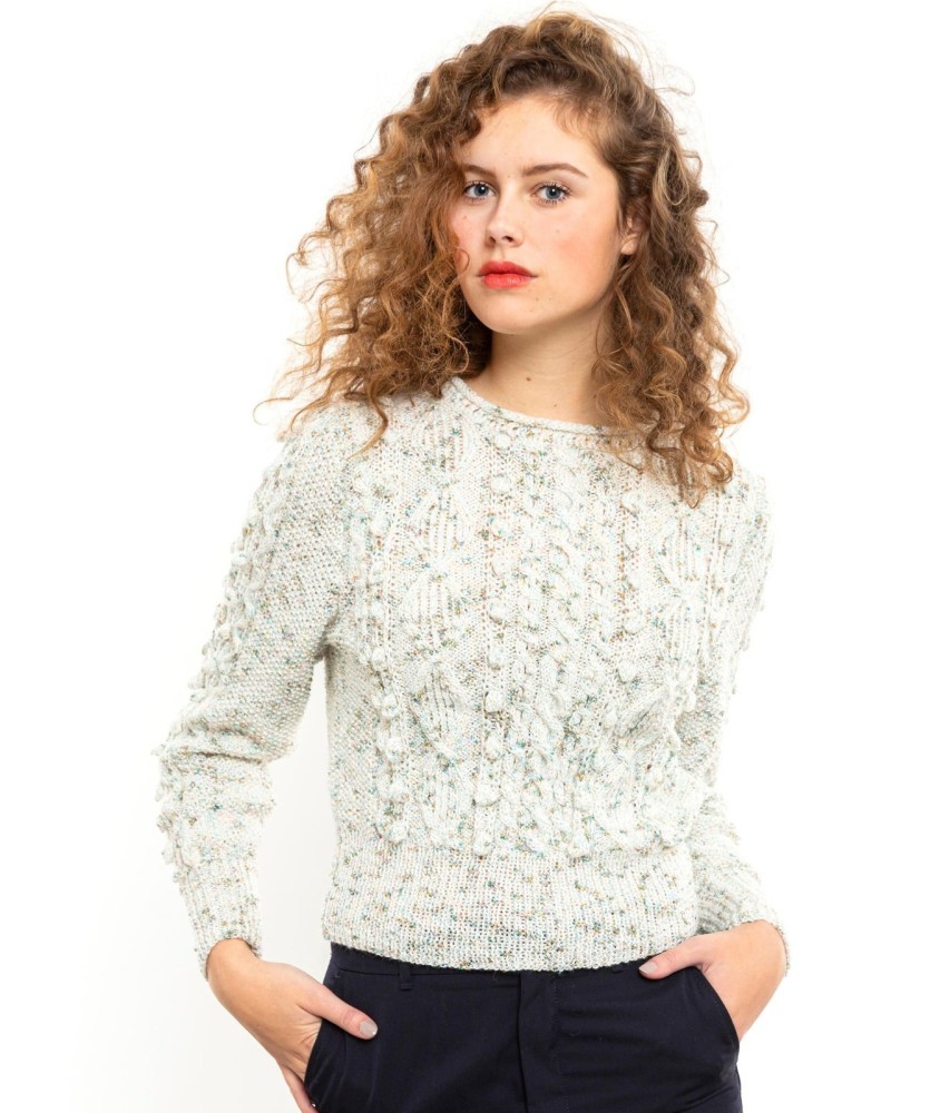 Patron tricot gratuit Pull à torsades et nopes Béline