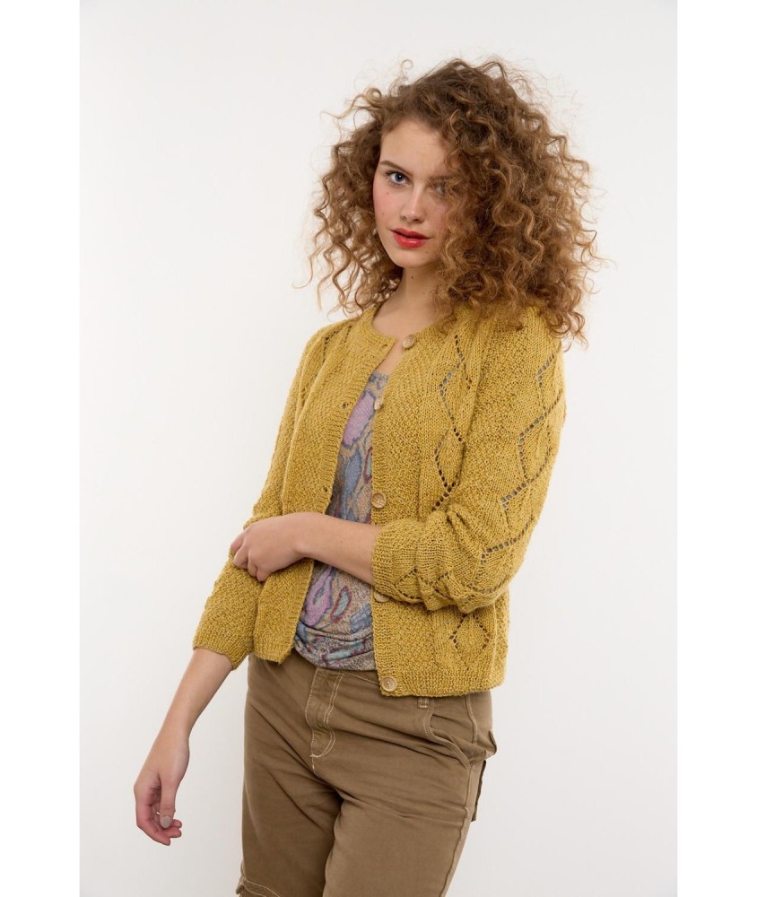 Patron tricot gratuit Gilet ajouré raglan Marie