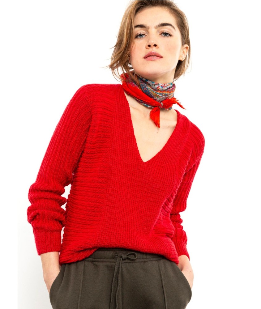 Patron tricot gratuit Pull col V multi côtes Capucine