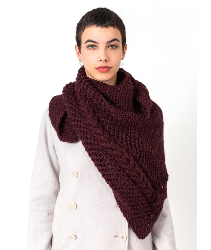 Patron tricot gratuit Châle à grosse torsade Domitile