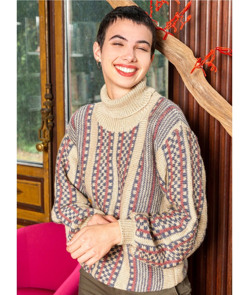 Patron tricot gratuit Pull jacquard rayé Mélanie
