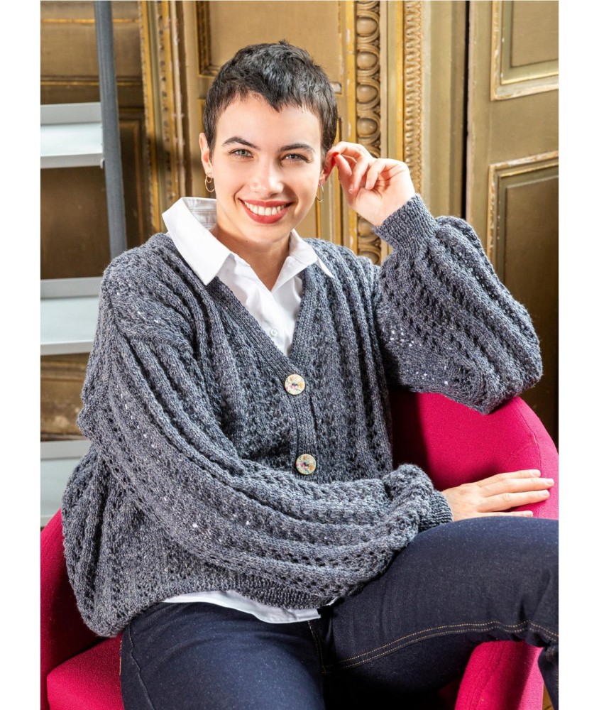 Patron tricot gratuit Gilet V ajouré Marylène