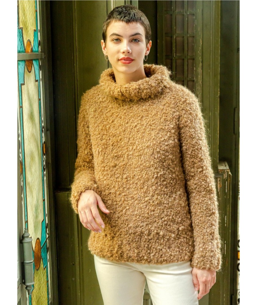 Patron tricot gratuit Pull raglan col roulé Zia