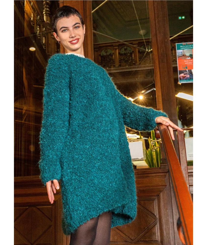 Patron tricot gratuit Grand pull tunique Zélie